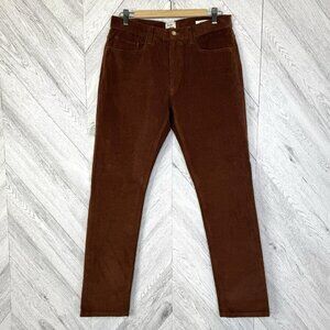 Flint And Tinder Slim Fit Tapered Corduroy Pants Brown Mens Size 32x32